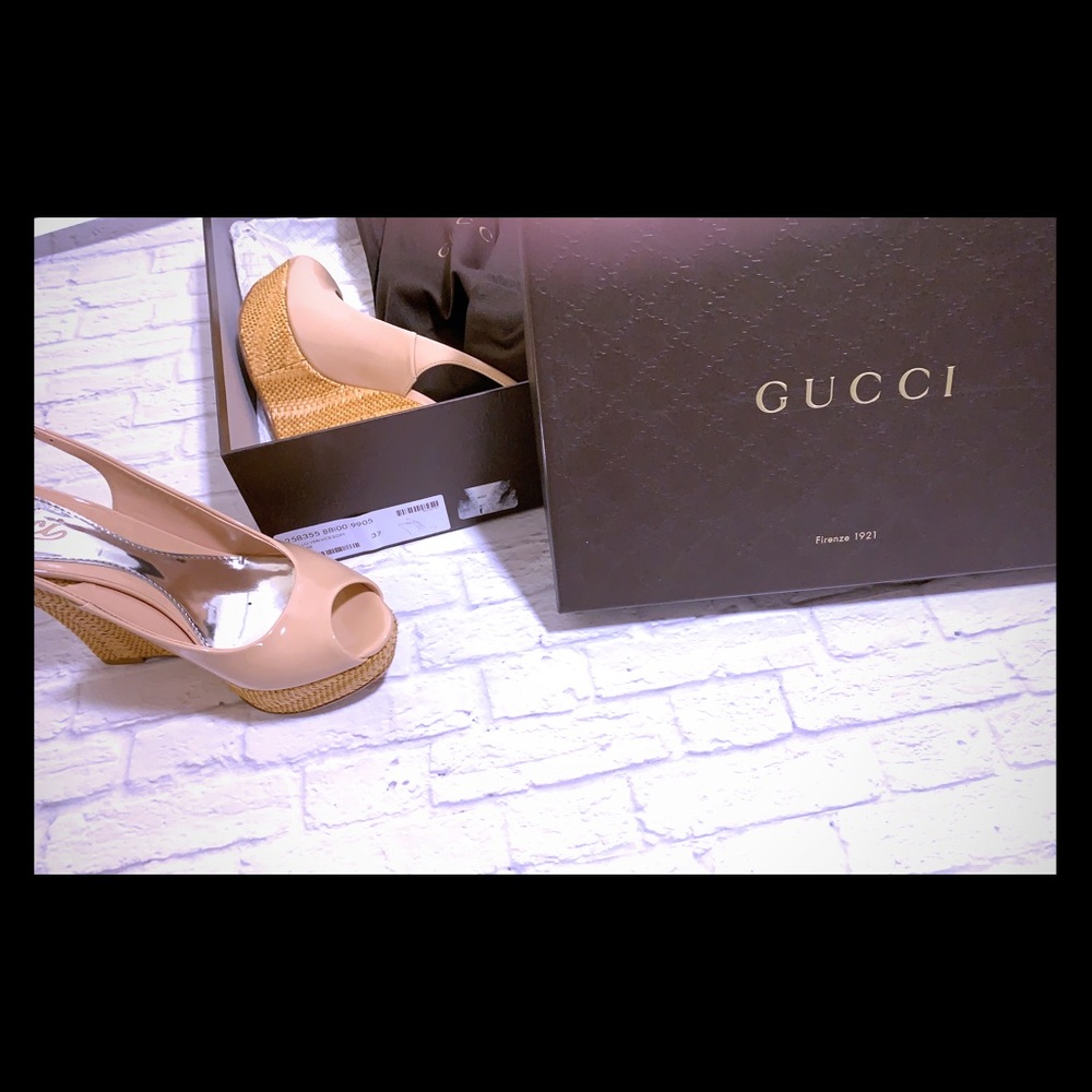 Gucci wedges size 37. Nude patent leather